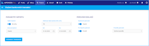 Nastavení parametrů importu